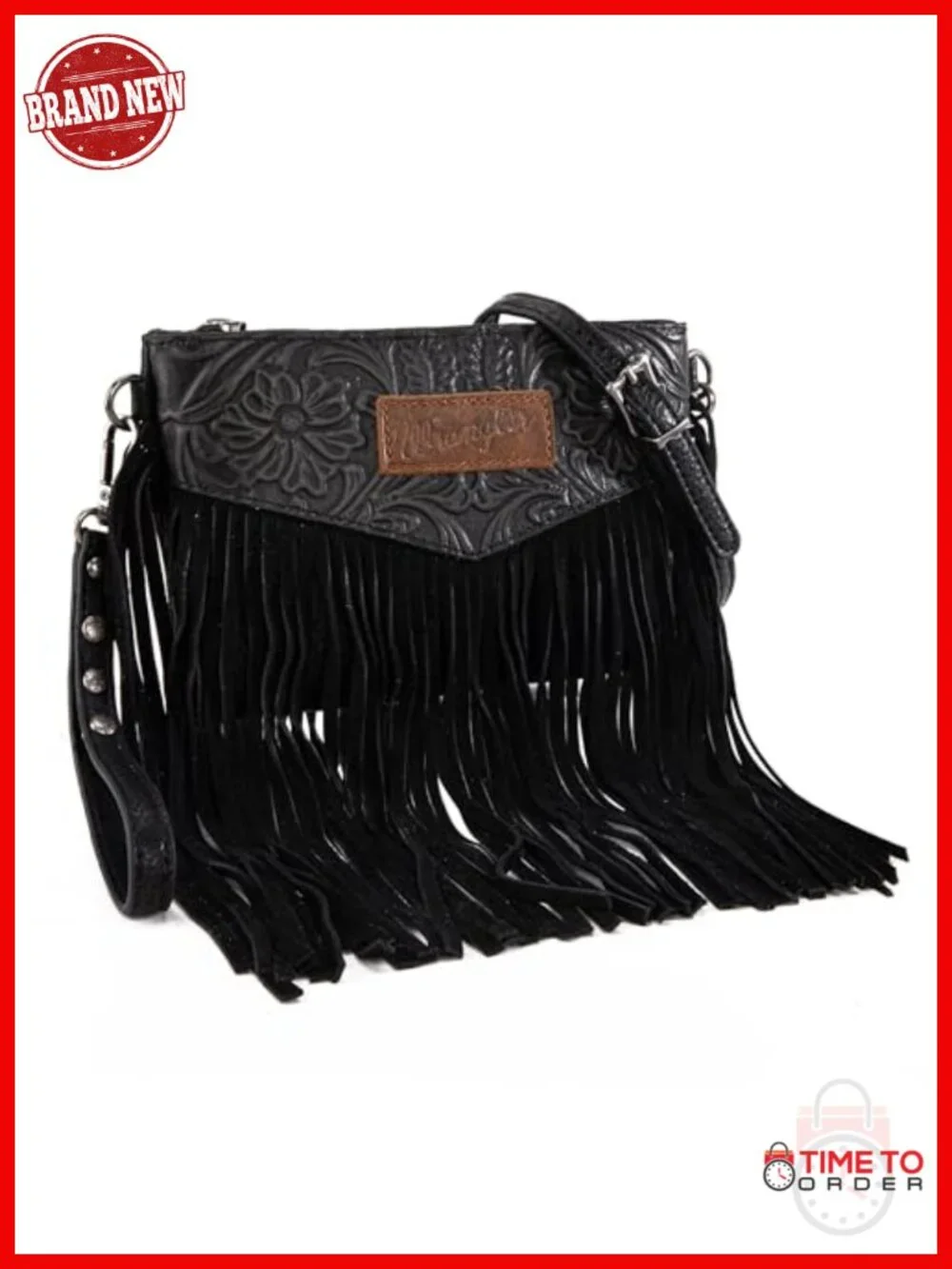 Faux Leather Fringe Crossbody Purse with Wristlet